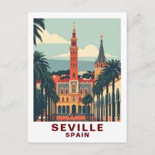 Reise zur Vintage-Kathedrale von Sevilla, Spanien Postkarte