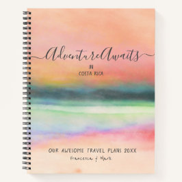 Reiseabenteuer Couple Pink Watercolor Custom Notizbuch