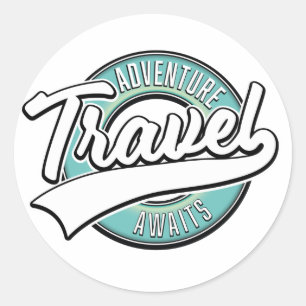 Reiseabenteuer erwartet Vintage-Logo Runder Aufkleber