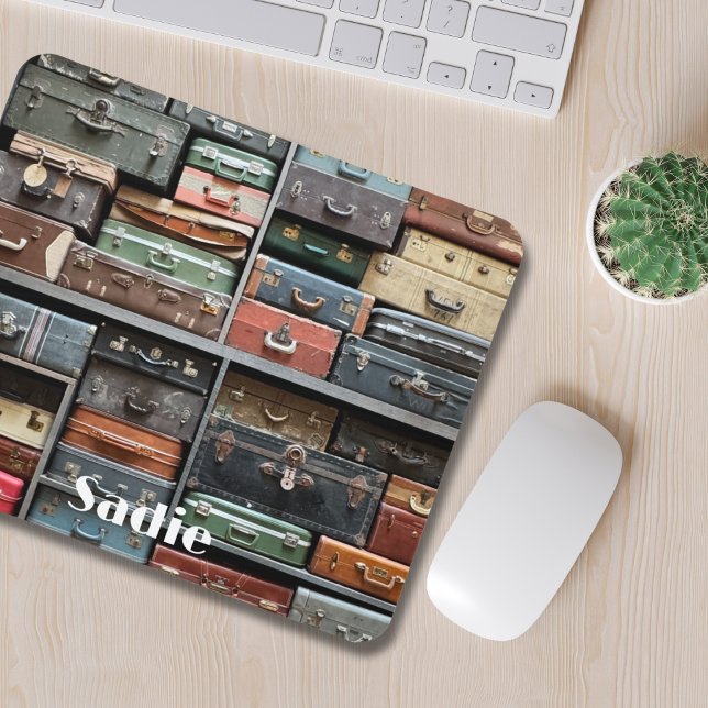 Reiseabenteuer, Vintage Koffer Mousepad (Von Creator hochgeladen)