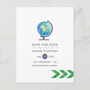 Reiseabenteuerpass Hochzeit Sichern des Datums Ankündigungspostkarte