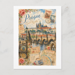 Reisealbum Prag Tschechische Republik Vintage Postkarte