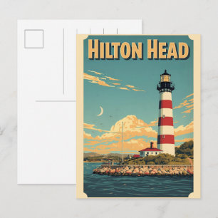 Reiseandenken an den Hilton Head Island Leuchtturm Postkarte