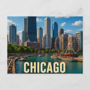 Reiseandenken Chicago Illinois Uferpromenade Postkarte