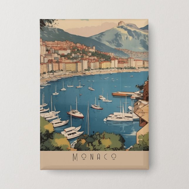 Reiseandenken Monte Carlo Yachthafen Button (Vorderseite)