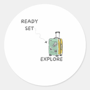 Reiseangebot Vormittags Set Entdecken - Wanderlust Runder Aufkleber