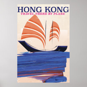 Reiseaufdruck im Vintage-Stil aus Hongkong Poster