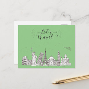 Reiseaufruf im Vintage-Stil Postkarte