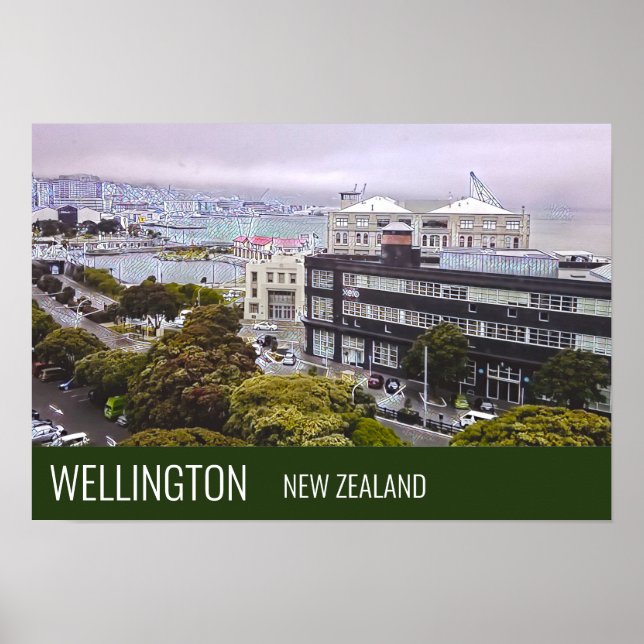 Reiseausdruck in Wellington New Zealand Hauptstadt Poster (Vorne)