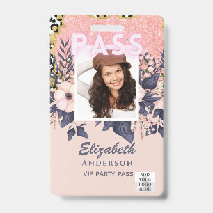 REISEAUSWEIS Foto ID - Girly Blumen Glitter Trendi Ausweis