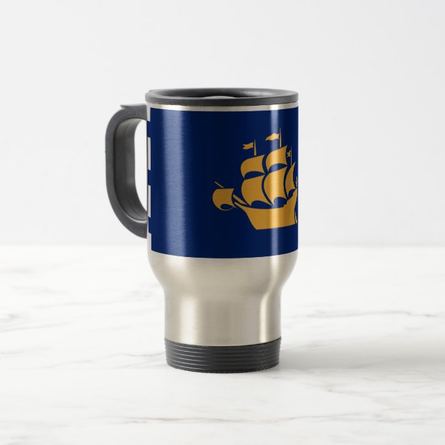 Reisebecher mit Flagge von Quebec City, Kanada (Vorderseite Links)