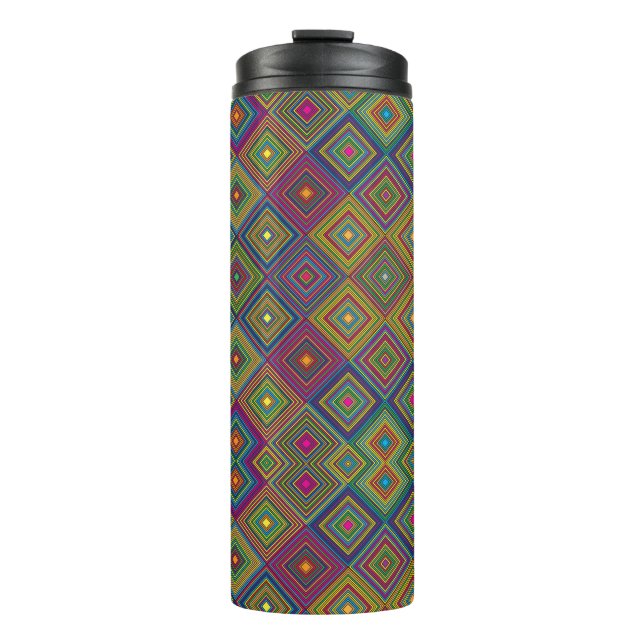 Reisebecher mit lebendigem geometrischem Muster Thermosbecher (Vorderseite)