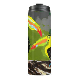 Reisebecher Thermoskanne : Tropische Papageien Thermosbecher