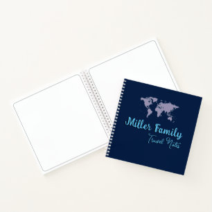 Reisebeschreibung für Familien Blue World Map Notizbuch