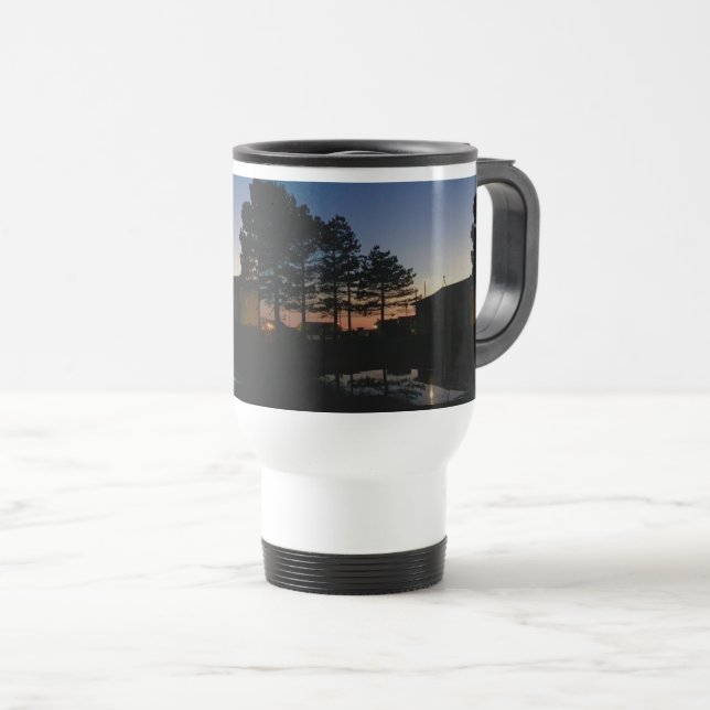Reisebügel mit Foto für Sonnenuntergang mit Kiefer Reisebecher (VorderseiteRechts)