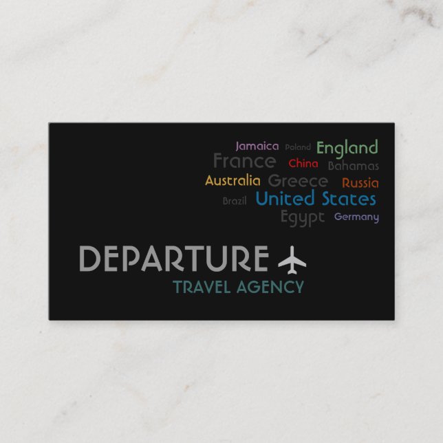 Reisebüro, Agent, Urlaubsreisekarte Visitenkarte (Vorderseite)