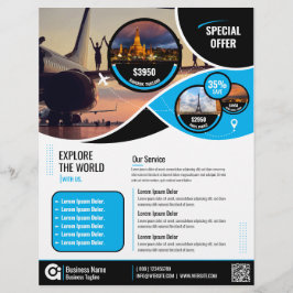 Reisebüro Flyer Blaue Vorlage