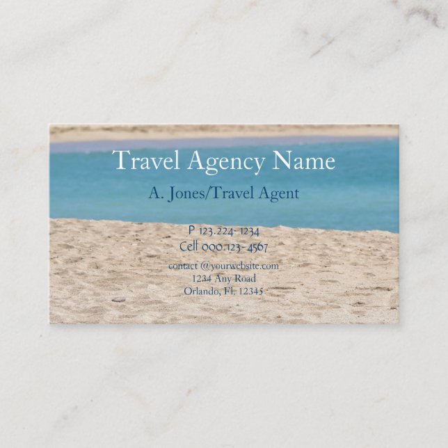 Reisebüro, Strand und Sand Visitenkarte (Vorderseite)