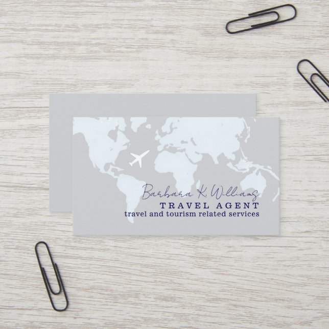 Reisebüro Visitenkarte mit Karte (Vorderseite/Rückseite Beispiel)