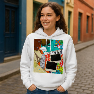 Reisecollage mit ikonischen Wahrzeichen Urlaub Hoodie