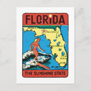 Reiseetikett Florida FL Bundesstaat Vintage Postkarte