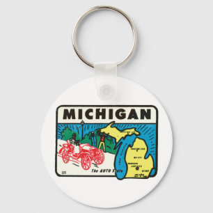 Reiseetikett Michigan MI Auto State Vintage Schlüsselanhänger