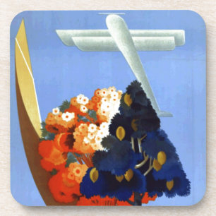 Reiseflug Vintage Garda Italien Europa Untersetzer