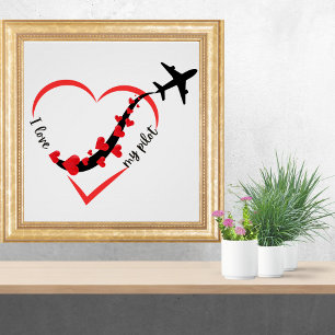 Reiseflugzeug Herz Ich liebe meinen Piloten Minima Poster