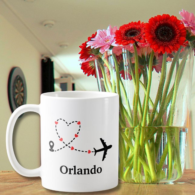 Reiseflugzeug Herzen Minimalistisch Benutzerdefini Kaffeetasse (Von Creator hochgeladen)