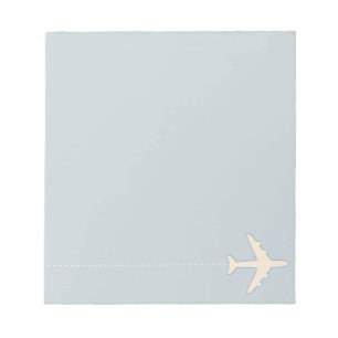 Reiseflugzeug mit gepunkteter Linie Notizblock