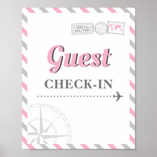 Reiseflugzeug Party Thema Gast Check-in Willkommen Poster