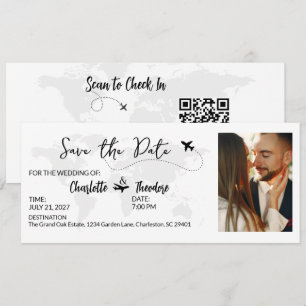 Reiseflugzeug Weltkarten Save-the-Date Save The Date