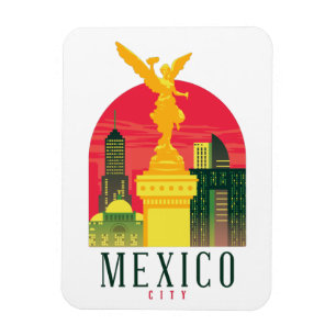 Reisefoto-Magnet von Mexico City im Vintage-Stil Magnet