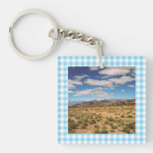 Reisefotos Baby Blau Gingham Schlüsselanhänger