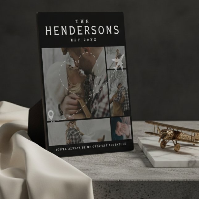 Reisefotos der größten Abenteuer von Paaren Fotoplatte ( Gift this personalized Couples Travel Greatest Adventure Photo Collage plaque! )