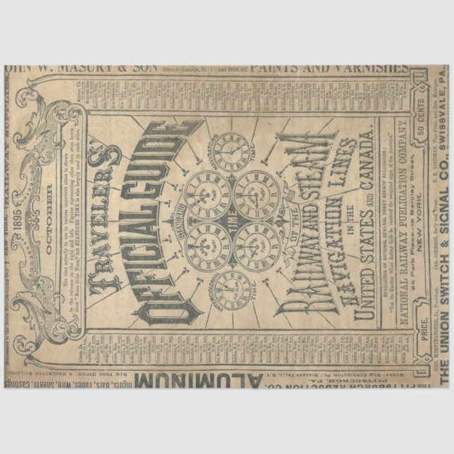 Reiseführer-Dekoupage Seidenpapier (Vorderseite)