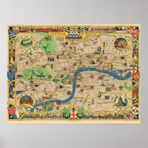 Reiseführer für London im Vintage-Stil Poster