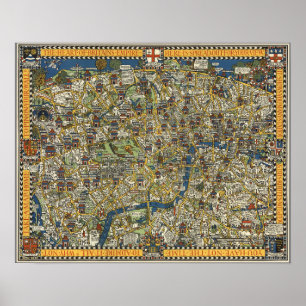 Reiseführer für London im Vintage-Stil Poster