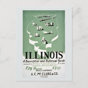 Reiseführer-Werbeanzeige für Illinois im Vintage-S Postkarte