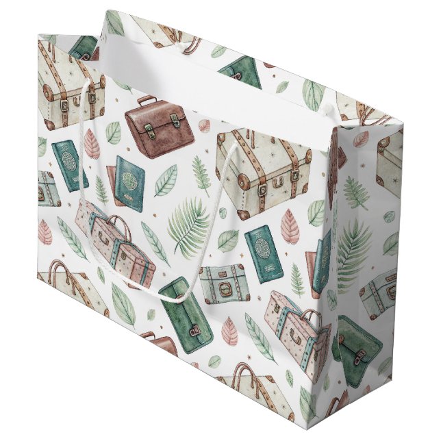 Reisegepäck im Vintage-Stil (1) Große Geschenktüte (Vorderseite Schrägansicht)