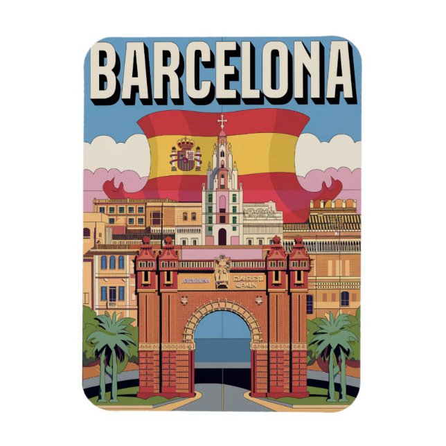 Reisegruppe Vintag Barcelona Arc de Triomf Geschen Magnet (Vertikal)