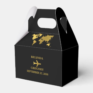 Reisehochzeit Weltpass Schwarz Gold Geschenkschachtel