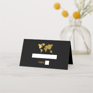 Reisehochzeit Weltpass Schwarz Gold Platzkarte