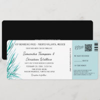 Reisehochzeits-Boarding-Pass Tropische Palme