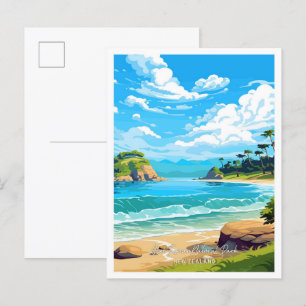 Reiseillustration Abel-Tasman-Nationalpark Postkarte