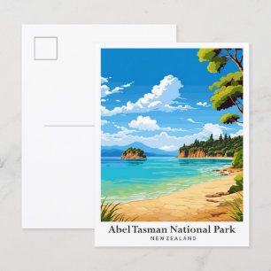 Reiseillustration Abel-Tasman-Nationalpark Postkarte
