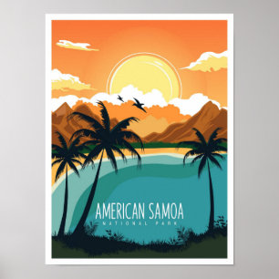 Reiseillustration Amerikanisch-Samoa-Nationalpark Poster