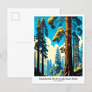 Reiseillustration des Humboldt Redwoods State Park Postkarte