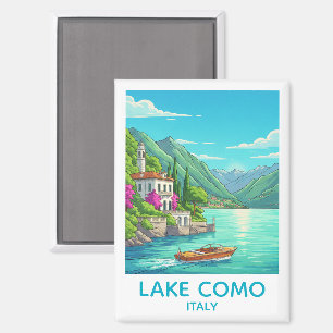 Reiseillustration des Lake Como im Vintage-Stil It Magnet