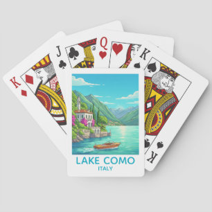 Reiseillustration des Lake Como im Vintage-Stil It Spielkarten